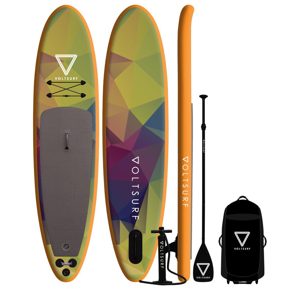 VoltSurf - 11' All-Around - iSUP Inflatable Paddle Board Kit + Leash & Backpack w/Wheels (6 Inch Thick)