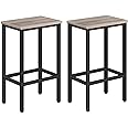 MAHANCRIS Bar Stools, Set of 2 Bar Chairs, Kitchen Breakfast Bar Stools with Footrest, 25.8" Dining Stools, Rectangular Industrial Bar Chairs, for Dining Room, Kitchen, Greige BAHG0101Z