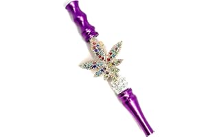 Douup Hookah Tips Mouthpiece,Hookah Accessories Shisha Nargila Hose Mouth Tips Cigarette Holder for Women Metal Colored Rhinestone Nozzles, Purple