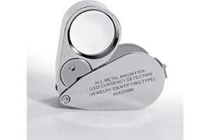 DFCROMI Eye Loupes Magnifier, Led Jewelry Magnifying Glasses Jewelers Loop, 40X Full Metal Best Magnifying Glass Folding UV Illuminated Magnifiers for Rocks,Coins, Stamps, Gardening, Kids, Hobbies, Close Work