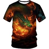 QTAGTESS Funny Dragon Graphic T-Shirt Novelty Short Sleeve Crewneck Shirt