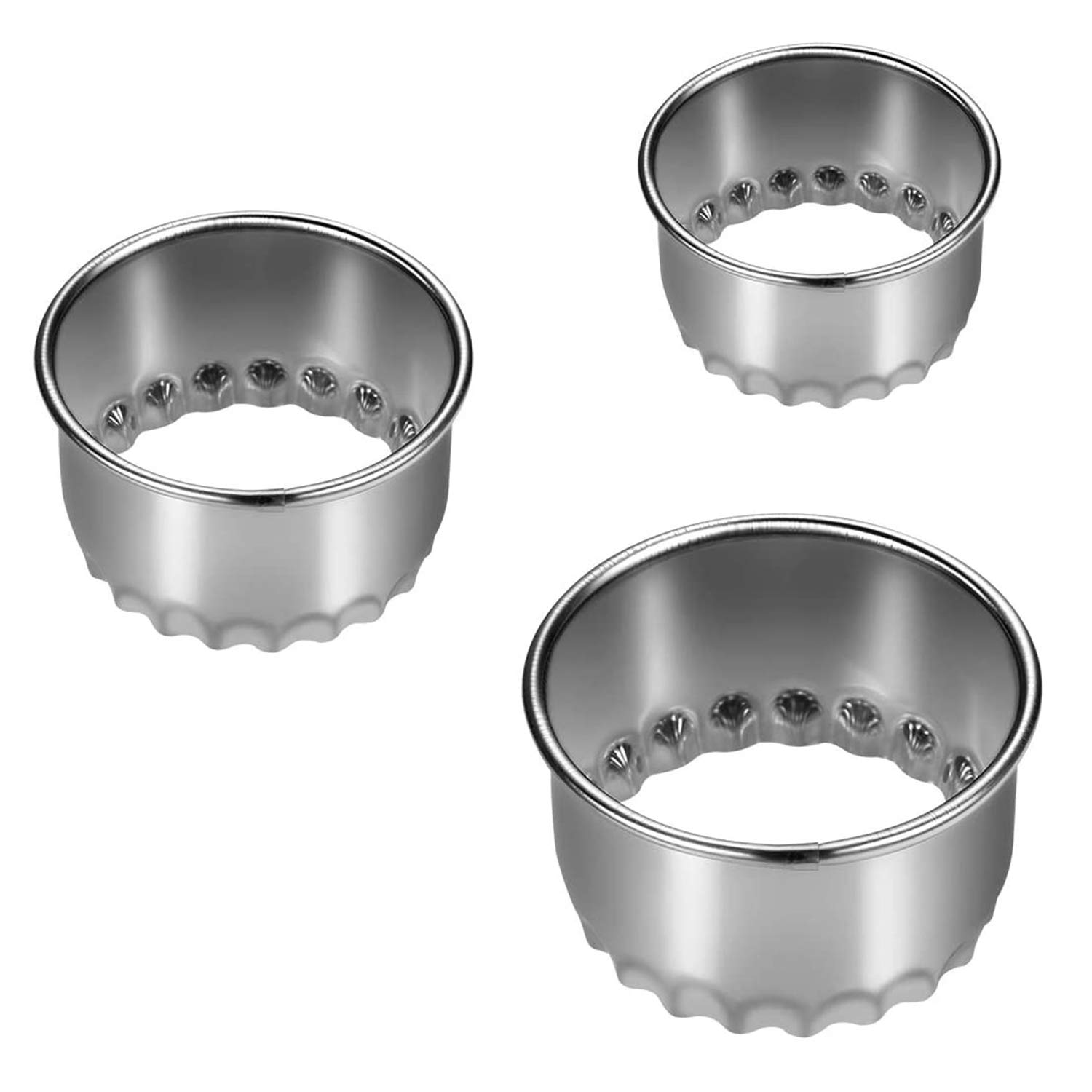 3 pcs Cookie Cutters Round Biscuit Mold Stainless Steel Circle Scone Cutter for Baking Cutters for Dough, Pastry, Donut, Fondant, Fruit, Vegetable, DIY Cake Decoration