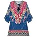 HiMONE Women's Bohemian Tunic or Dress Neck Tie Floral Print Ethnic Style Casual Dress Large