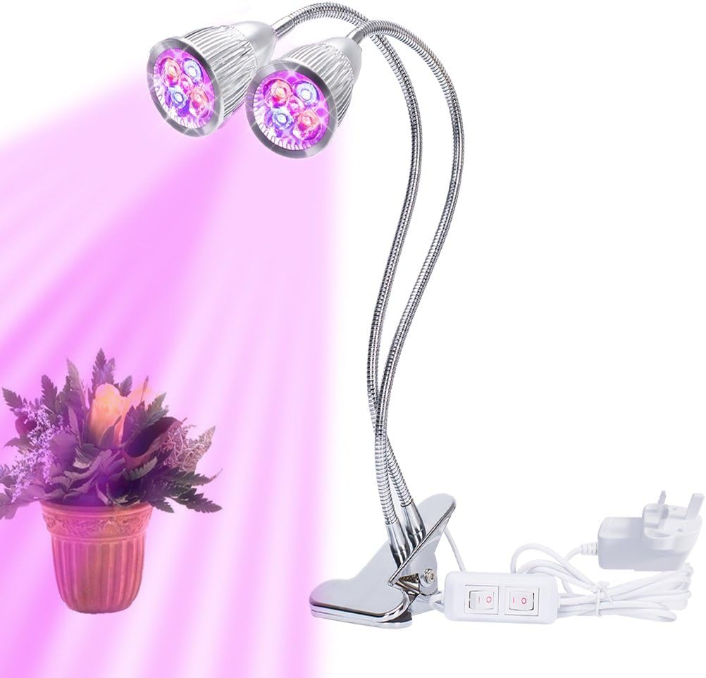 Homemper All New Dual Head Led Grow Light Advance Spectrum LED Clip On Desktop Grow Lamp with Flexible 360 Degree Gooseneck for Indoor Plants Desk Hydroponics Greenhouse