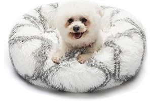 Geizire Cat Beds for Indoor Cats, 20 Inch Cat Bed Washable Donut Calming Round,Soft Fluffy Warm and Cozy Anti Anxiety Cuddler, Joint-Relief Pet Bed
