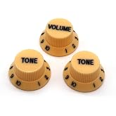 harpfeas Speed Control Knobs 1 Volume 2 Tone Guitar Knob Set Fit ST Style Electric Guitar Parts (Yellow)