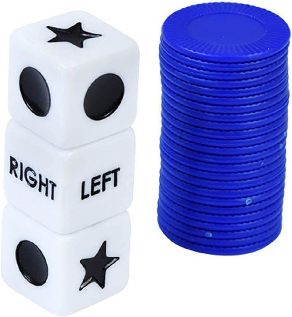 3 Dices and 24 Chips Left Right Center Dice Game Prime | Innovative Left Right Center Dice Game Set with, Dice Games for Families Nights, Friends Gatherings Games Accessories
