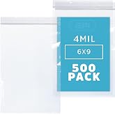 6"x9" Heavy-Duty Zip Bags, 100 Count, 4 Mil Thick, Zip Top Lock | Clear Plastic Reclosable Zipper Baggies, 4 Mil Thick Freezer Storage Poly Bags with Resealable Zip Top Lock for Packaging