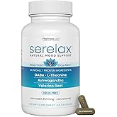Serelax - Stress Relief Supplement - Supports Mood & Mental Focus - Feel Calm and Relaxed - Eases Tension & Nervousness - Ashwagandha, GABA, Valerian & L-Theanine - 60 Capsules