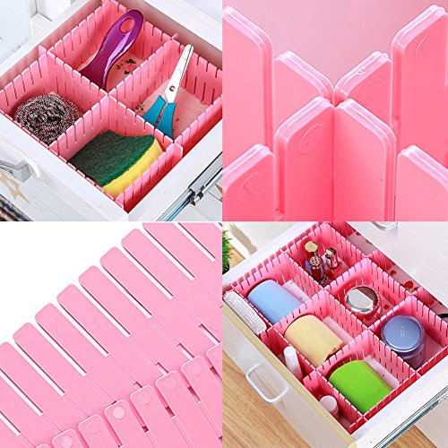 Koogel Drawer Organiser Dividers,8 PCS Plastic Dividers DIY Adjustable Drawer Storage Organizer for Underwear Socks Belt Office Supplies