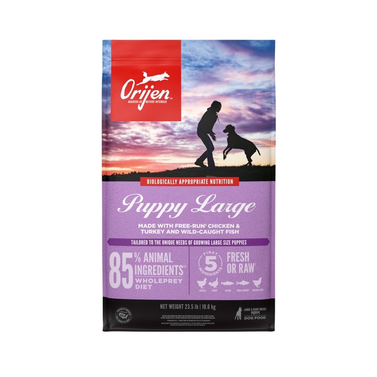 Photo 1 of ORIJEN Grain Free High Protein Dry Dog Food Puppy Large Recipe 23.5lb Bag