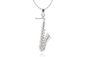Spinningdaisy Silver Plated Woodwinds Musical Instrument Necklace