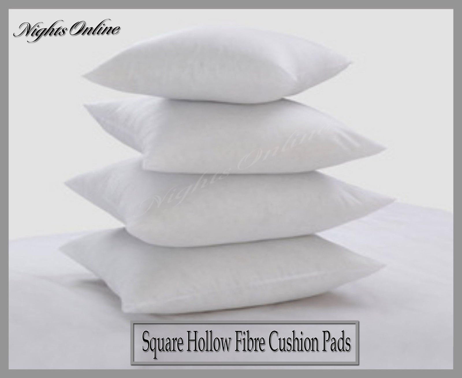 Nights Online Square Hollow Fibre Cushion Pads, Inners Fillers Inserts Multi-Pack 2, 20" x 20" (51cm x 51cm)