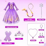 MELAND Princess Dress Up for Girls Purple Velvet, Crown & Accessories (Size M) view 4