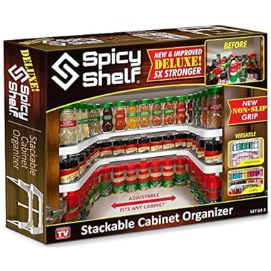 Spicy Shelf Deluxe – Expandable Spice Rack and Stackable Cabinet & Pantry Organizer (1 Set of 2 Shelves) – As seen on TV Deluxe (Spicy Shelf Organizer) – Pantry Organization – Pantry Spice Organizer