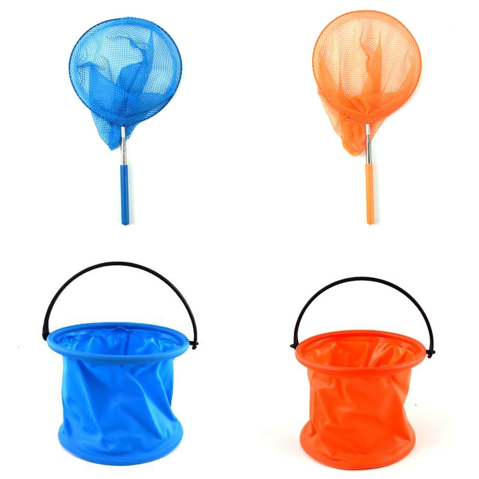 CTForest 2 sets of children's landing net set, telescopic butterfly nets, telescopic landing net, suitable for children to catch insects and small fish in summer (nylon)