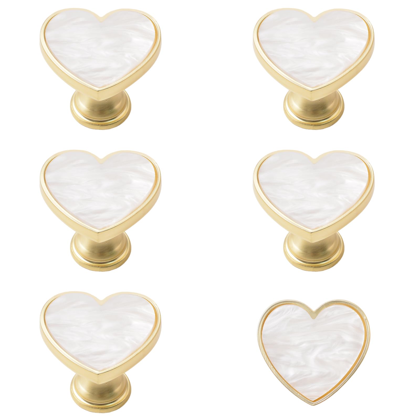 MOROBOR 6PCS Heart Shaped Knobs, Creative Cabinet Drawer Knob Zinc Alloy Single Hole Door Handle for Cabinets Drawer Door Furniture Decorative (White)