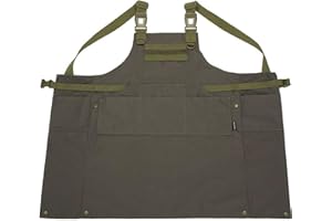 JFFCESTORE Tactical BBQ Apron Outdoor Durable Camping Barbeque Cooking Grill Apron Work Apron for Men With Multiple Pockets Woodworking Carpenter/Blacksmith Shop Apron (Carbon green)