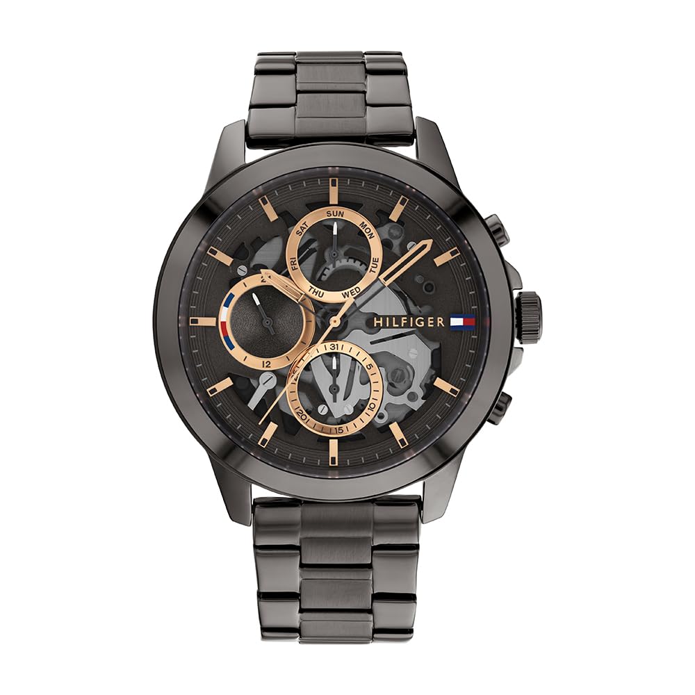 Tommy Hilfiger Analogue Multifunction Quartz Watch for Men with Stainless Steel or Leather Bracelet