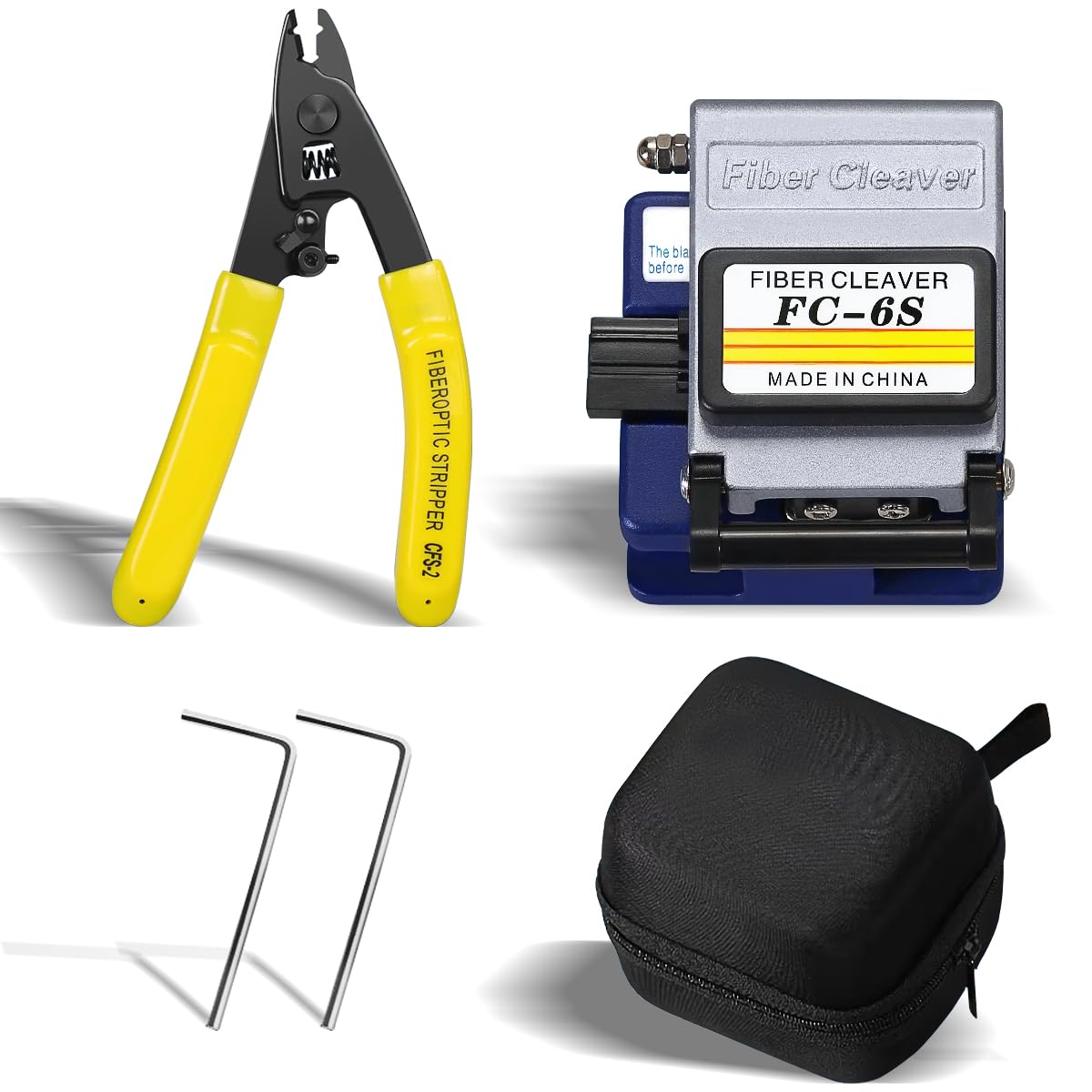 FTTH FC-6S Fiber Cutter with 2 Allen Keys and CFS-2 Fiber Stripper High Precision Fiber Cutting Tool Kit Allows Approximately 36,000 Cuts, 9 to 16 mm Cutting Length