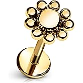 Cords Club Sun Flat Back Stud – ASTM-F136 Implant Grade Titanium - Push Pin Design for Sensitive Ears – Available in 18K Gold Plated & Titanium Silver (Single Earring)