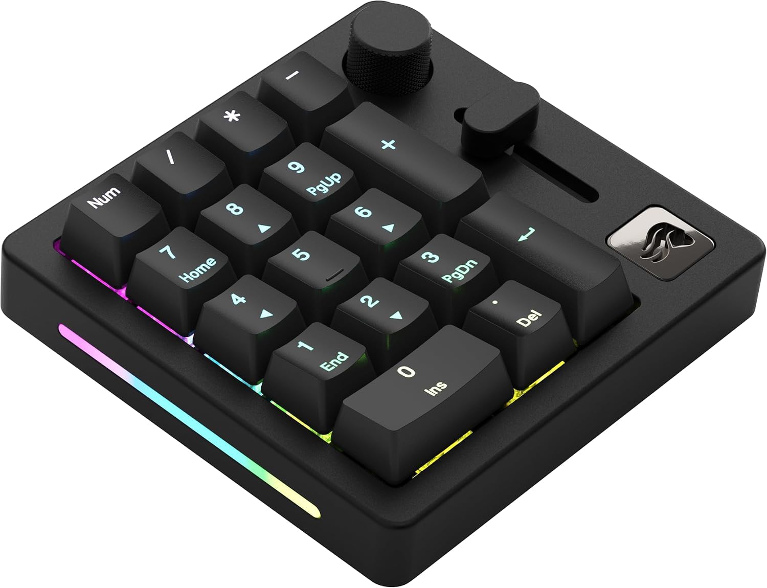 Photo 1 of Glorious Gmmk Macro Pad - Black Mechanical Numpad - 10 Key USB Keypad - Hotswap, Programmable Volume Knob, RGB Backlit, Wired & Wireless Bluetooth- Gaming Keyboard Number Pad (Renewed)