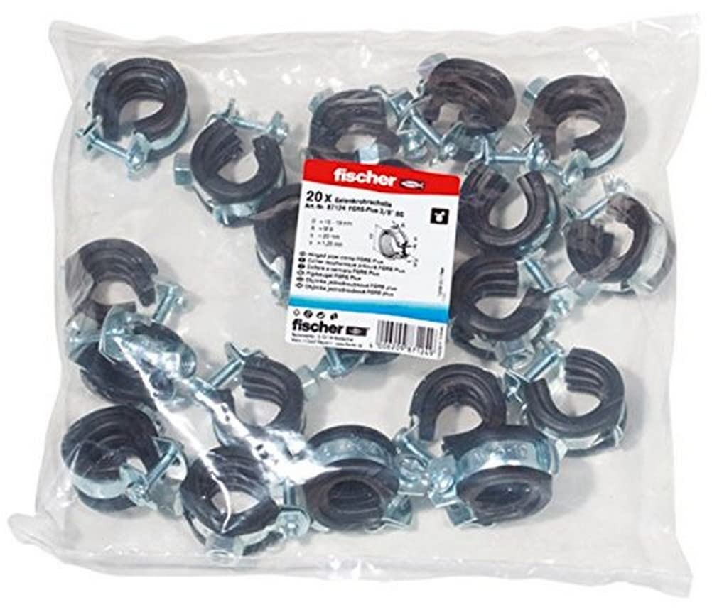Fischer Hinged Pipe Clamp FGRS Plus 3/8-Inch Black Steel Pipe Clamp