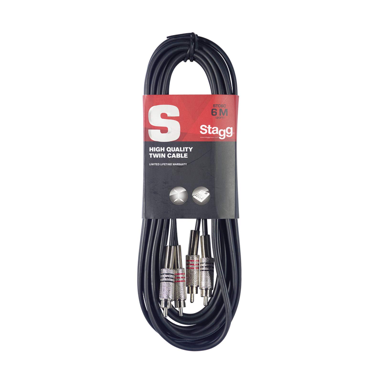Stagg STC6C 6m S Series Twin RCA Male to Twin RCA Male Cable