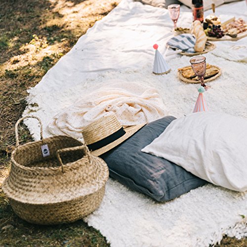 image for DUFMOD Large Natural Woven Seagrass Tote Belly Basket for Storage, Lau