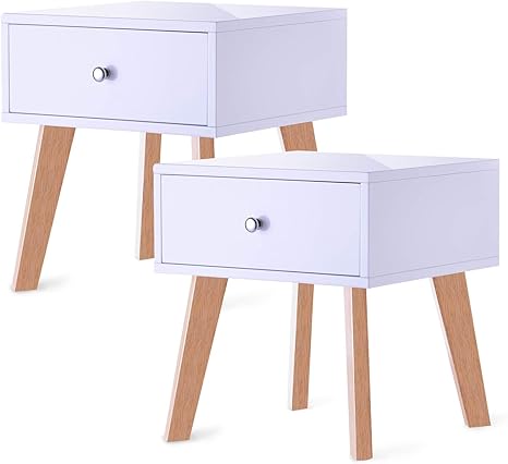 TAOHFE Nightstand White, Bedside Table 