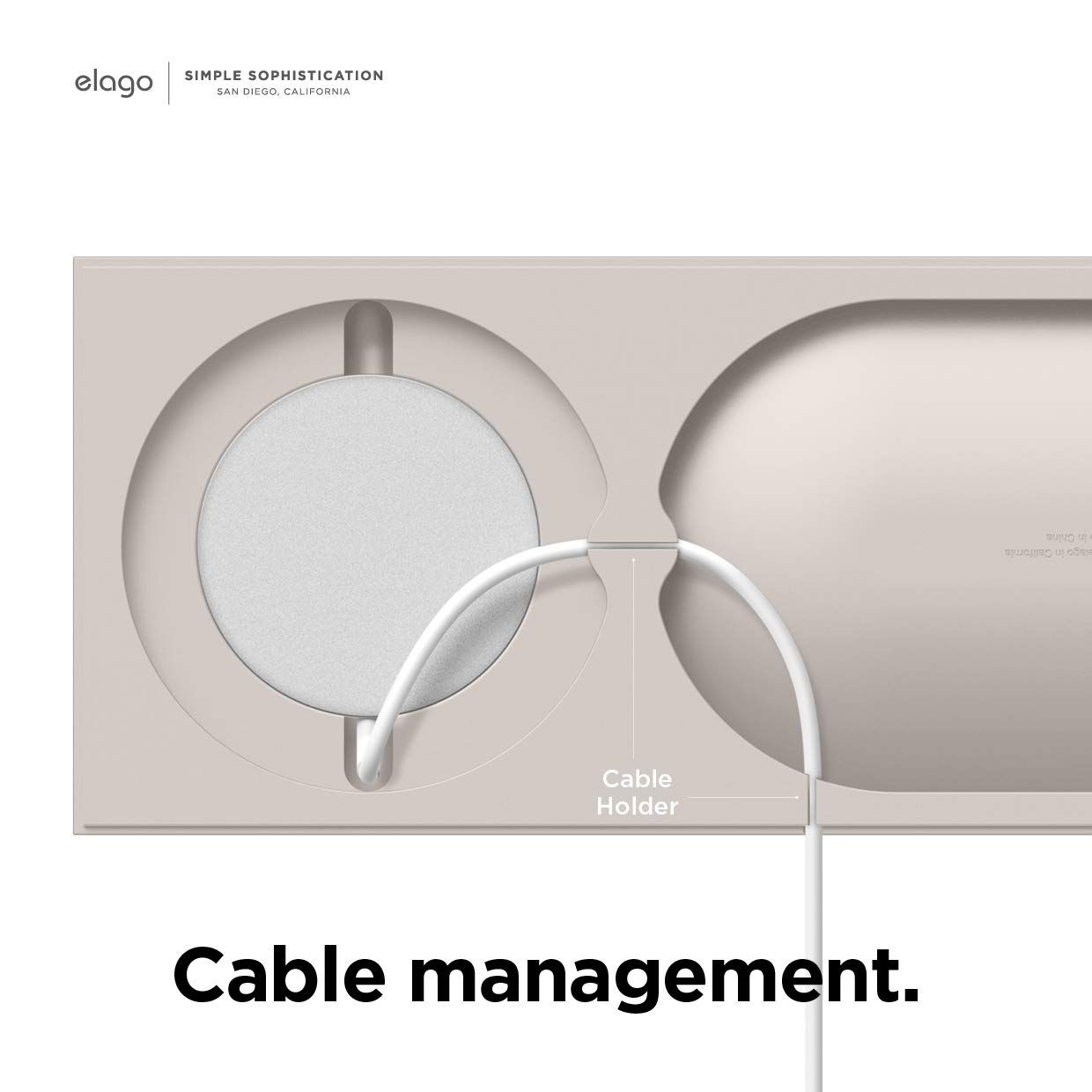 elago Charging Tray Compatible with MagSafe Charger, Compatible with iPhone 16/15/14/13/12, AirPods Wireless Case and Other Wireless Charging Phones [Stone] [Charging Cable Not Included]