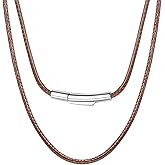Braided Leather Necklace Cord Rope Chain 26 Inch 2mm 26 inch DIY Jewelry with Stainless Steel Clasp Waterproof Necklace Men