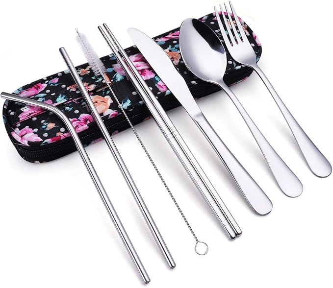 Travel Utensils, Reusable Silverware Set To Go Portable