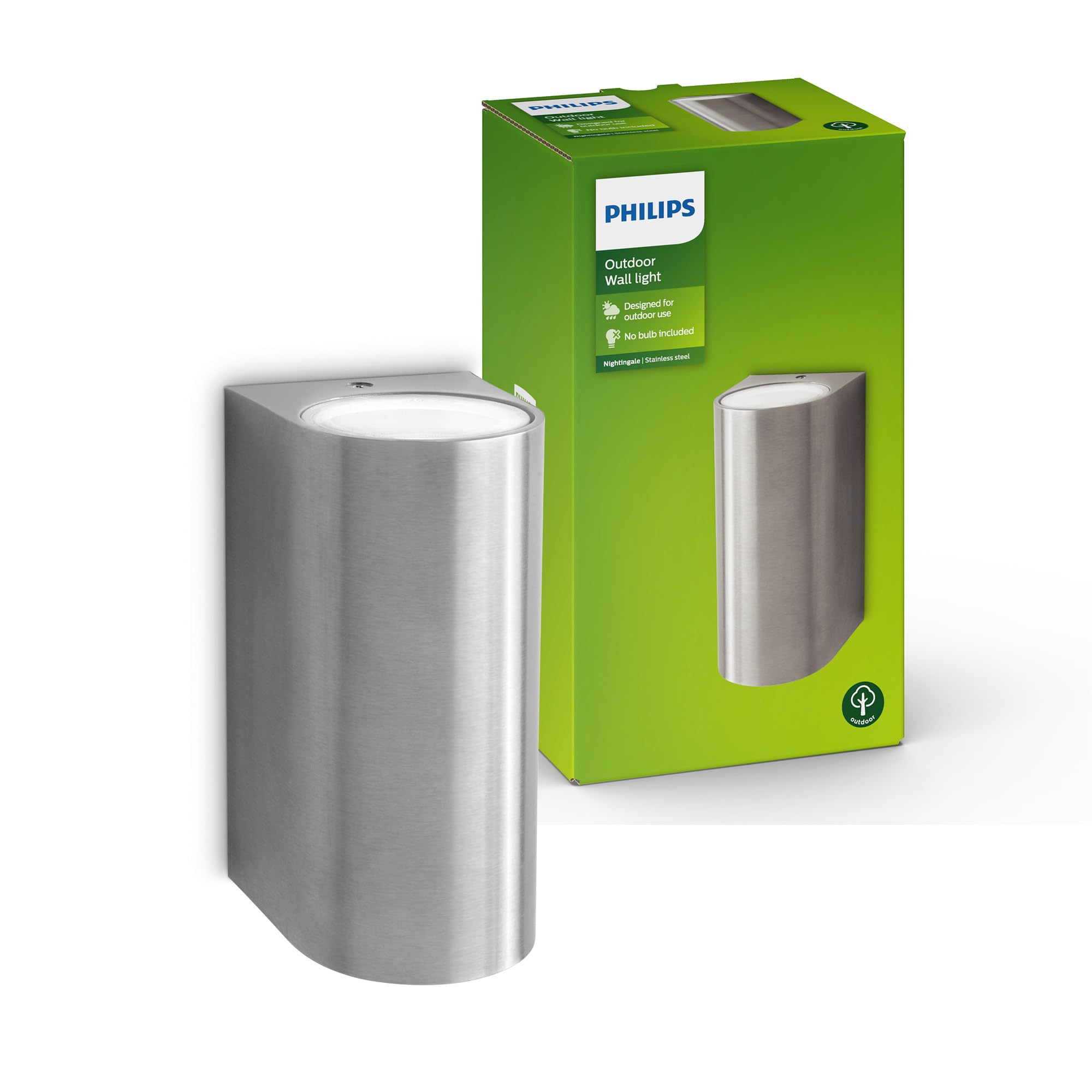 Philips Nightingale Outdoor Wall Light, IP44 Weather-resistant, Durable, Aluminium, E27 Bulb Sold Separately