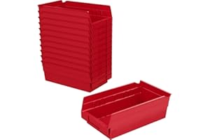 Akro-Mils 30130 Plastic Shelf Bins, Heavy Duty Storage Bins for Garage, Closet, and Drawer Organization, 12" x 6-1/2" x 4", R