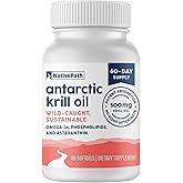 NativePath Antarctic Krill Oil - Wild-Caught Omega 3 Krill Oil 500mg Softgels with EPA, DHA and Astaxanthin - Supplement for Joint, Heart, Brain and Immunity - 60 ct - No Fishy Aftertaste