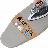 GORILLA GRIP Padded Ironing Board Cover, 18x49, Silver | Silicone Coating, 400&deg;F Scorch and Stain Resistant, Fits Over Wide Size Board, Heavy Duty Hook and Loop Fastener Strap