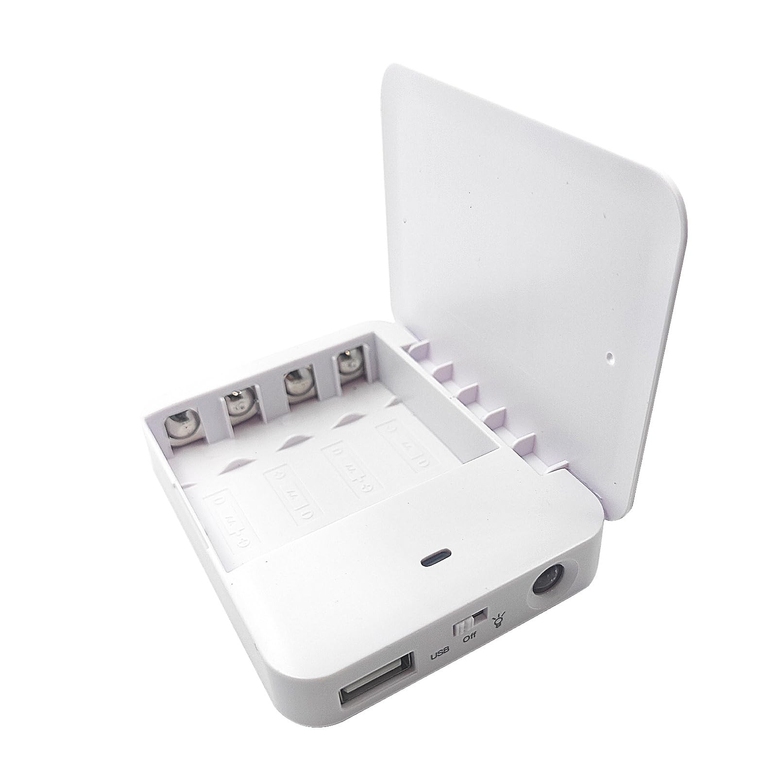 LZDICITARU Battery Operated Phone Charger Emergency|USB Battery Powered Power Bank Portable 4 AA Batteries Powered Outlet (White)