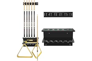 Pool Cue Rack Stick Holder Wall Mount Billiards Cue Rack Holder for 6 Cues Sticks Storage Pool Table Accessories Equipment Or