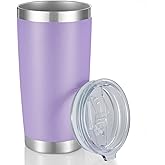 Cool Yoleb 20 oz Tumbler Stainless Steel Tumblers with Lid Double Wall Vacuum Insulated Coffee Mug 20oz Powder Coated Cup for Hot and Cold Drinks, Purple, 1 pack