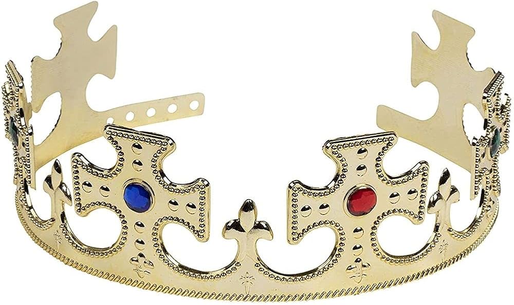 Gold Crown - 4-Pack Royal King and Queen Jeweled Costume Accessories, Party Hat: Clothing