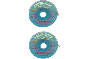 Chemtronics 80-6-5 SODER-WICK Rosin Desoldering Braid, .210 inch, 5ft on ESD Safe Spool -2 pack