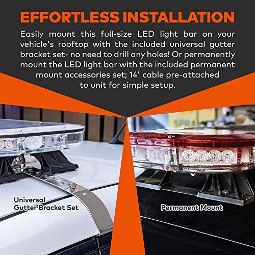 LAMPHUS SolarBlast SBFB98 47" 98W Emergency Vehicle LED Full-Size Light Bar [SAE J595 Class III] [58 Flash Modes] [INC. Controller Box] [Universal & Permanent Mount] Amber Rooftop Warning Light - Thumbnail 4