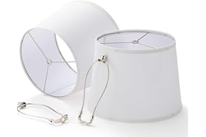 SIXZOONM White Lamp Shades Set of 2,10x12x9 ''(Medium Size),Drum Lampshades with 8 ''Harp,Fabric Shade Replacement for Table 