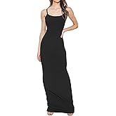 TRENDY VIBEZ Womens Casual Slip Long Maxi Dress Spaghetti Strap Summer Vacation Ribbed Bodycon Lounge Dresses