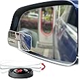 Suction Cup Blind Spot Mirror, Ampper HD Glass Frameless Removable Convex Wide Angle Rear View Mirror (Rectangular, Pack of 2)