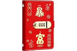 Cash Savings Book with Lock, Money Saving Binder & Budget Organizer with Envelopes, PU Leather Password Locked Cash Book for 