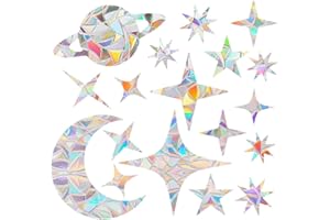 VOORIC Starry Sky Window Clings, 3 Sheet/54 Pcs Anti Collision Window Decals for Birds Strikes, Reusable Rainbow Window Stickers, Window Decals and Stickers for Bird Strike Prevention