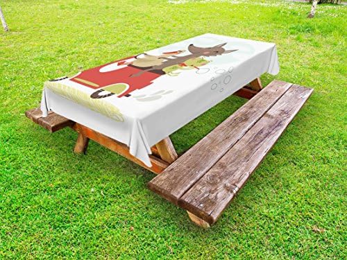 Cartoon Outdoor Tablecloth by Printawe, Cute Fox Duck and Frog Driving Car Joyful Journey Bubbles Kids Nursery Baby Theme, Decorative Washable Picnic Table Cloth, 58 X 84 Inches, Multicolor