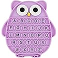 Push Pop Bubble Fidget Sensory Toy, Silicone Stress Relief Popping Toy, ABC Alphabet Owl Shaped Educational Learning Tools for Toddlers Kids Students (Black Letters-Purple)